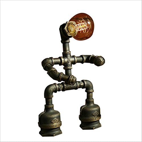 Desk Lamps loft American Retro Nostalgic Water Tube Table Lamp Bar Cafe Light Bedroom Creative Robot Desktop Light (Size: 23 * 36cm) desktop table lamp
