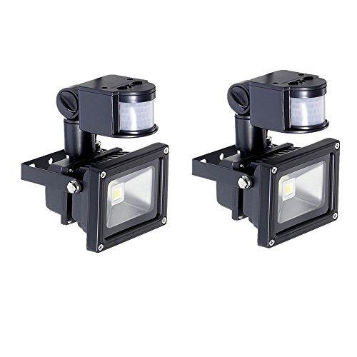 SAILUN 2x10W LED SMD Strahler Fluter Außen Flutlicht Strahler mit PIR Bewegungsmelder Fluter Wasserdicht IP65 Aluminiumkörper Schwarz Warmweiß