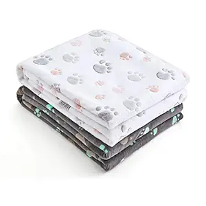 ALLISANDRO 2 Pack Dog Cat Nap Fleece Blanket Throw, All Seasons Soothing Sky Tones Design, Machine Washable Pet Kitten Puppy Sleep Mat and Bed Cover, Grey and White, 32 x 24 Inches