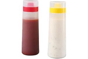 BSTCAR 2 botellas de 300 ml, sin BPA, con 4 orificios, botellas de plástico para apretar, gruesas, salsas, salsas, salsas, salsas, dispensador de salsas, botellas para tortitas, mayonesa