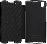 StilGut Book Type Case, Hülle Leder-Tasche für BlackBerry DTEK 50. Seitlich klappbares Flip-Case aus Echtleder für das Original BlackBerry DTEK50, Schwarz - 