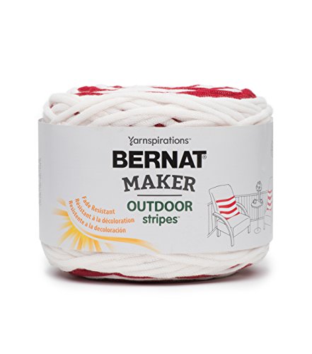 BernatMaker Outdoor stripes -250g- Fresh Red Stripe