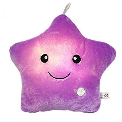 Rainbow Fox - Cojín de peluche con luz led, color rosa, amarillo, blanco, lila y azul, para camping y viajes