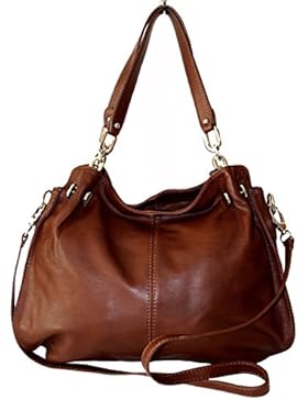 Sa-Lucca echt Leder Handtasche Damentasche Shopper Tasche Ledertasche 225 braun MADE IN ITALY