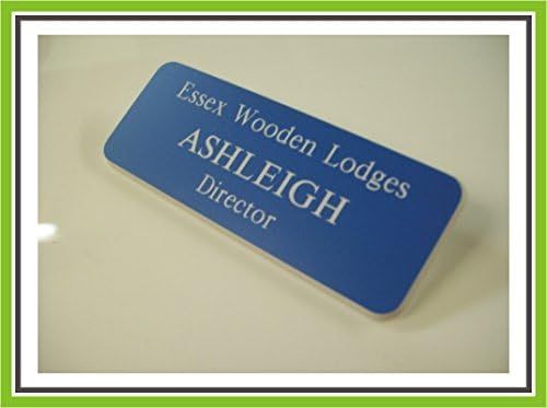 SKY BLUE/WHITE MAGNETIC ROUND CORNER ENGRAVED OFFICE STAFF NAME BADGE BY ENGRAVING WORLD