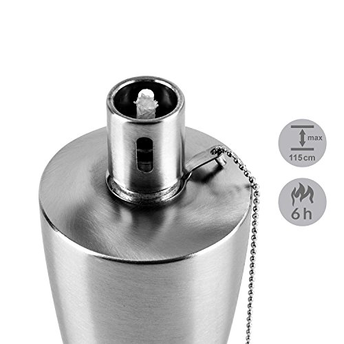 Blumfeldt • Vesta • Gartenfackel • Öllampe • 8er Set • Edelstahl • 245 ml Ölbehälter • kindersicherer Verschluß • 6 h Brenndauer • Glasfaserdocht • muß nicht gewechselt werden • Erdspieß • 120 cm lang • zusammensteckbar • angespitztes Ende • silber - 3