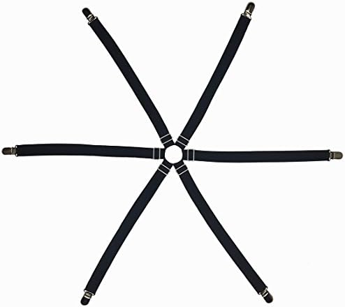 Toweter Adjustable Elastic 6 Sides Fitted Sheet Straps,Crisscross Bed Sheet Fasteners Suspenders,Fit Round and Square Mattresses (Black)