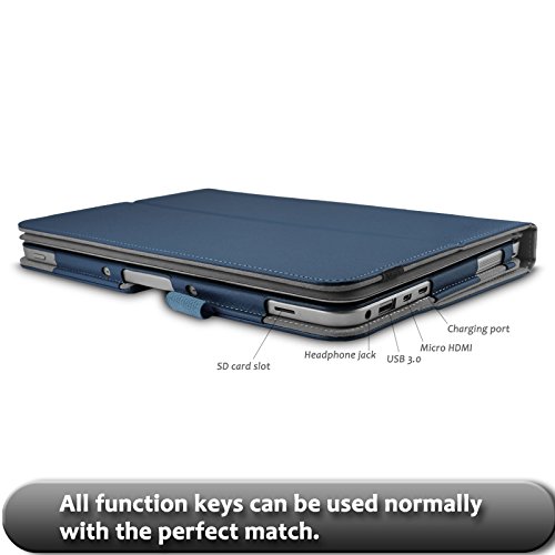 Asus Transformer Mini T102HA Hülle Case -Infiland Slim Fit Folio PU-lederne dünne Kunstleder Schutzhülle Cover Tasche für Asus Transformer Mini T102HA Tablet-PC (mit Auto Schlaf / Wach Funktion, Tablet und Tastatur sind nicht entgehaltet)(Dunkleblau) - 8