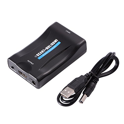 XCSOURCE® Mini PAL NTSC SCART zu HDMI 1080P 60Hz HD Video Converter Scaler Box mit USB Kabel für HDTV AH198