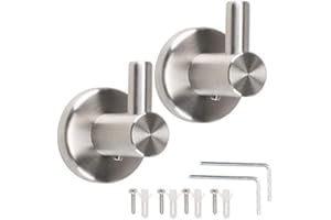 GGISUI 2 Pezzi Ganci da Muro, Appendi Accappatoio Bagno Portasciugamani in Acciaio Inox Ganci appendiabiti con Dado a Vite, per Ante Armadio Parete Cucina e Bagno