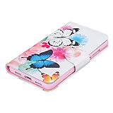 Honor V8 Hülle,Cozy Hut Lederhülle / Ledertasche / Hülle / Case / Cover / Etui / Tasche/ Kunstleder Tasche für Huawei Honor V8 Wallet Case Flip Cover Hüllen Schutzhülle Etui Ledertasche Stand Funktion mit Karten – Zwei Schmetterlinge - 5