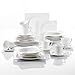 Produktbild Vancasso Aurora 30-teilig Eckiges Kombiservice aus Porzellan, mit Kaffeetasse, Untertasse, Dessertteller, Suppenteller und Speiseteller für 6 Personen