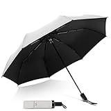Mano de obra de alta calidad: Diseñado con un eje de metal cromado tres veces y un marco de metal fuerte para permitir una mayor protección en días de lluvia o sol. La empuñadura de agarre ergonómica, antideslizante y de goma permite un fácil transporte. Se incluye una manga protectora de viaje.