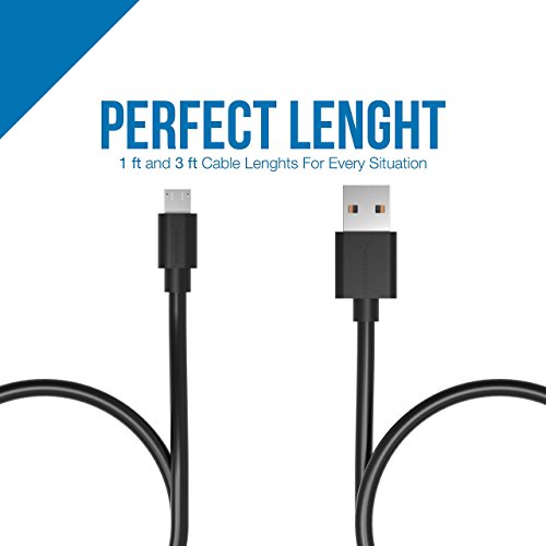 Sabrent USB-Kabel [6-packung] 22 AWG Premium-Micro-USB-Kabel (X3-0.90Meter + X3-0.60Meter) USB 2.0 Hochgeschwindigkeits A Stecker an Micro-B Sync und aufladen Kabel [Schwarz] (CB-U631) - 8