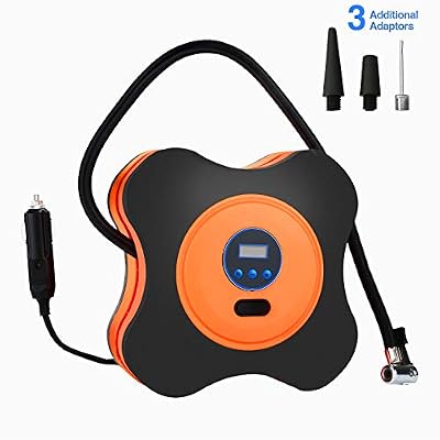 PullPritt Compresseur d'air portable, Gonfleur numérique de pneu, Pompe à air de pneu, 12V 40 PSI pour la voiture, le camion, le vélo, et d'autres gonflables