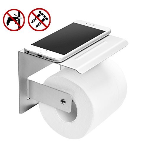 Preisvergleich Produktbild Klopapierhalter,Klorollenhalter,Badez... Accessoires,Klopapier Halterung mit Ablage für Handy,Klopapier Halterung(Aluminium)