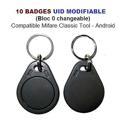 T4U Lot de 10 badges Rfid Mif 1K 13.56Mhz - UID (bloc 0) modifiable - Compatible MCT Android