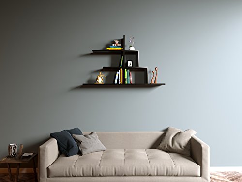 STEP Wandregal – Bücherregal – Hängeregal – Dekoregal für Wohnzimmer in modernem Design (Schwarz) - 2
