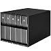 Produktbild SilverStone SST-FS305B -  trägerloser 3 x 5,25" Aluminium Hot Swap Festplatten-Wechselrahmen für 5 x 3,5" SAS/SATA-HDDs oder SSDs mit Metallschloss an jeder Einschubtür, Statusanzeige-LEDs sowie einstellbarem 80 mm-Lüfter, schwarz