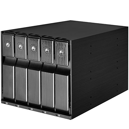 SilverStone SST-FS305B - Backplane rack mobile en aluminium sans plateau échangeable à chaud avec ventilateur et serrure pour SAS/SATA HDD avec 5 baies, noir