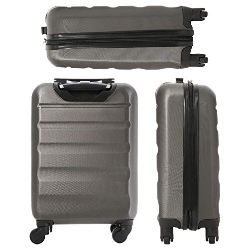 Aerolite ABS Maleta Equipaje de Mano Cabina rígida Ligera con 4 Ruedas, 55cm (3 x Carbón) - Aerolite
