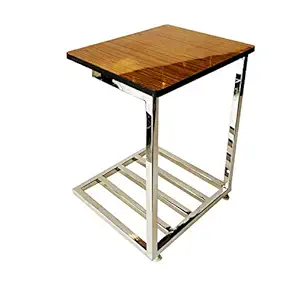 P P CHAIR Office Home Metal Inverter Stand OR Trolley for Home Inverter Battery UPS Made of Metal with Wooden Shelf ON TOP (Steel Double Inverter Wheel)