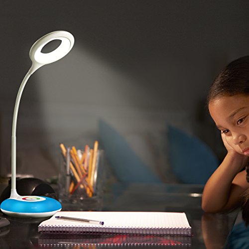 LED Schreibtischlampe HIHIGOU Dimmbare Augenschutz Leselampe 3.2W, Touch-Steuerung Farbwechsel und 3 Helligkeitsstufen, USB-Ladeanschluss 5V 1A, 360 Grad Flexibel Tischlampe Licht, weiß - 7