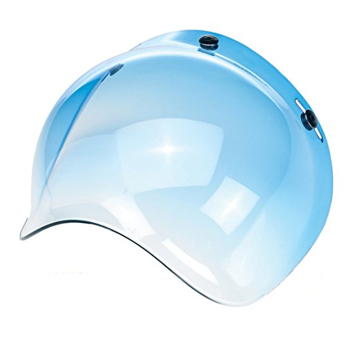 Bubble - Visera burbuja universal, con 3 botones, para casco jet, homologada, compatible con cascos Biltwell, Bell, DMD, Bandit, Yam, AFX, Nolan, AGV MULTI TAGLIA Azzurra