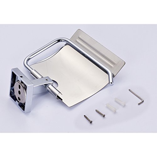 Auralum® Elegant Chrom Toilettenpapierhalt Wandhalter Papierhalter Küchenrollenhalter Toilettenpapierhalter mit Deckel 135*142*55mm - 5