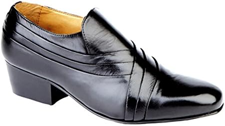 Mens Cuban Heel Pleated Vamp Leather Casual Shoes UK sizes 6,7,8,9,10,11,12,