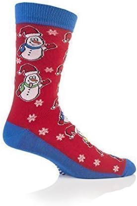 1 Pair Mens Festive Feet Novelty Snowman Christmas Socks 6-11 UK 39-45 EUR Red