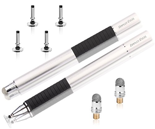 Dimples Excel Präzision Stylus pen Eingabestifte for Ipad Pro Kindle Tablet Touchscreen Smartphone mit Ersatzspitzen (Silber + Silber) - 4