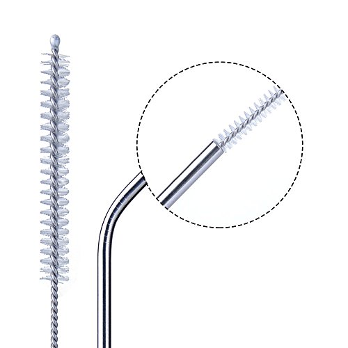 MIU COLOR® Bio strohhalme trinkhalme aus rostfreiem Edelstahl mit knick rund, waschbar und sicher, 4 Stück, mit Reinigungsbürste - 3