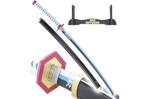 RKS DIFFUSION Demon Slayer Katana Tomioka Giyu Bois - Épée Réplique Décoration Kimetsu No Yaiba Cosplay Presentoir