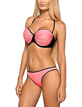 Lorin L2138/7 Bikini Due Pezzi Bicolorato Classico Con Ferretti Coppe Imbottite - Fabbricato In UE