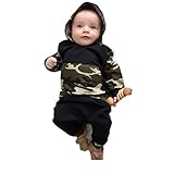 Ropa de bebé, RETUROM Camuflaje Bebé Niños Sombreros con Capucha + Pantalones Largos Set Ropa (6M, ejercito verde)
