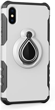 Ensyu Slim Shockproof Silicone TPU+PC Case Anti-Scratch Grip Bumper with 360 Degree Rotatable Built in Ring Kickstand Phone Holder Stand Protection Back Cover for Apple iPhone X