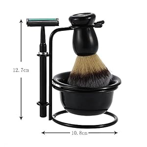 Anself 4 In 1 Men's Shaving Razor Set Dry & Wet Male Black Facial Cleaning Tool Shaving Holder + Razor + Soap Bowl… - Image 7