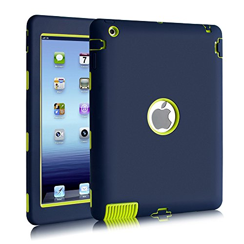 iPad 2 Hülle,iPad 3 Hülle,iPad 4 Hülle, BENTOBEN Heavy Duty Case Hoch Schlagfest Drei Schicht Rüstung Ganzkörper -Schutzhülle für das iPad 2/3/4 Retina Marine-Blau / Grün