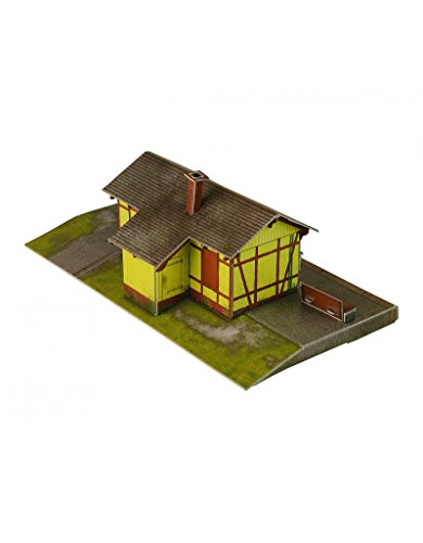 Keranova keranova312 1: 87 Escala 18,5 x 1 x 7 cm Clever Papel Tren colección Edificios la estación Aufhauzen 3D Puzzle