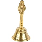 Handmade cart mart Brass Puja Bell (5 x 5 x 10 cm, Gold)