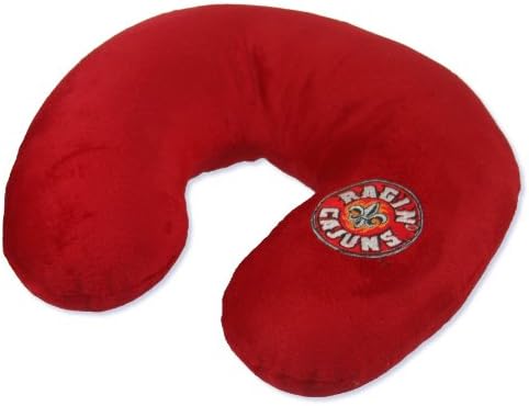 School Fanatic NCAA Louisiana Lafayette Ragin Cajuns Embroidered U-Shaped Fleece Travel Neck Pillow, Red