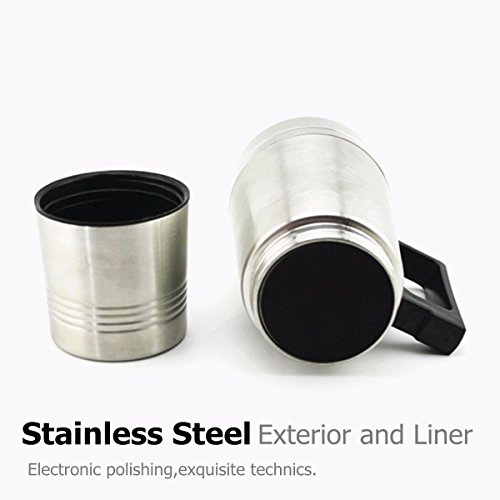 ELEGIANT Auto Isolierbecher Trinkflasche Wasserflasche Kaffeeflasche 300ML Edelstahl KFZ 12V Flaschenwärmer Kostwärmer Wasser Tee Kaffee Getränke Thermobecher Stainless Steel Bottle für Winter Outdoor Trinkflasche Camping - 8