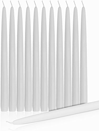 Dripless Taper Candles 15" Inch Tall Wedding Dinner Candle Set Of 12 (WHITE)