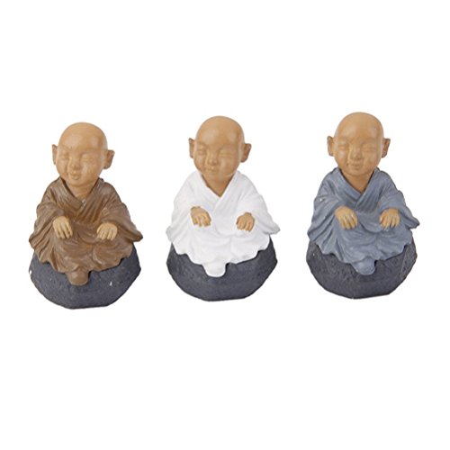 OUNONA Gartenfigur Gartenornament Auto Dekoration mit 12pcs PVC Meditation Mönche - 2