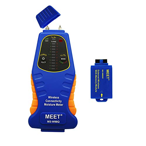 Meet Moisture Meter Wireless Connectivity with Pin Type, Wood, Concrete, Drywall, Carpet Detector, Green/Red Led Bar Graph Display