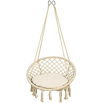 Amazon De Hangesessel Swing Hangematte Hangematte Hangesitz Nestschaukel Garten Schaukel Tellerschaukel Beige Schaukel Fur Kinder Drinnen Draussen Patio Terrasse Deck Hof Garten Bar