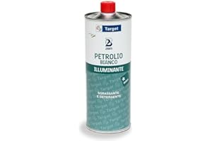 Petrolio Bianco Lampante 2BM | Detergente Sgrassante per la Pulizia (catena moto, trasmissione, carburatore), Olio Illuminante (torce, lanterne), Diluente Vernici, Combustibile | Lattina 1 Litro