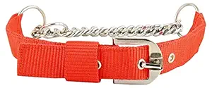 RvPaws Dog Choke Collar Nylon Half Chain Collar Half Choker Stainless Steel Adjustable Dogs Collars Chain (1 INCH RED) (Medium to Large)