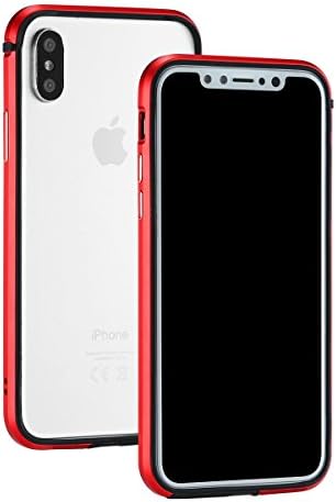Ownmax iPhone X Bumper Case, iPhone X Case Metal Frame with Shock Absorption Flexible TPU Inner Dual Layer [Support Wireless Charging] For Apple iPhone X, Red